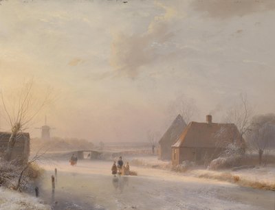 Dutch Winter Landscape with Skaters by Andreas Schelfhout